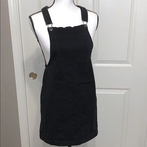 Black denim overall skirt